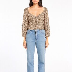 Princess Polly Size 6 Leopard Cheetah Print Tie-Front Top